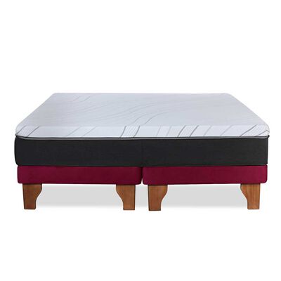 Imagen 2 del producto Cama Europea Latam Home Base Dividida Súper King Zen Top Foam Visco Velvet Burdeo
