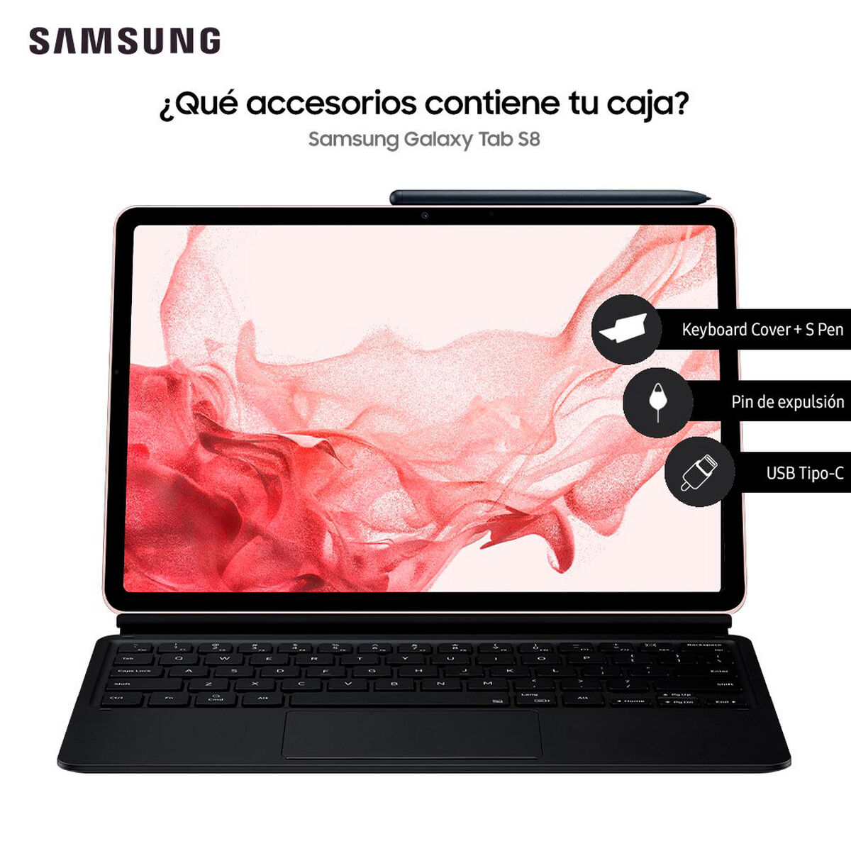 Tablet Samsung Galaxy TAB S8 SM-X700 Octa Core 8GB 128GB 11" Pink Gold + S-Pen + Keyboard Cover
