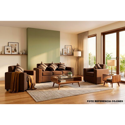 Juego de Living Almore Paris Sof&aacute; 3 Cuerpos + Dos Sillones 1 Cuerpo Caf&eacute;