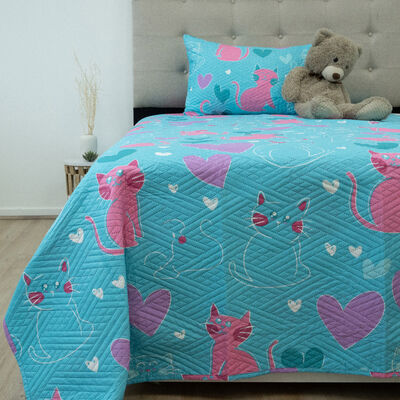 Quilt Doral Hotpress Infantil 1,5 Plazas Gatos
