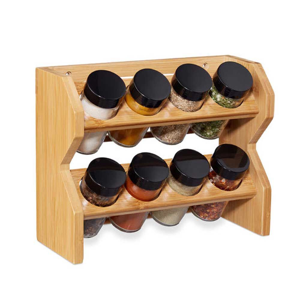 Especiero de Condimentos Madera 8 Frascos Vidrio Simplit