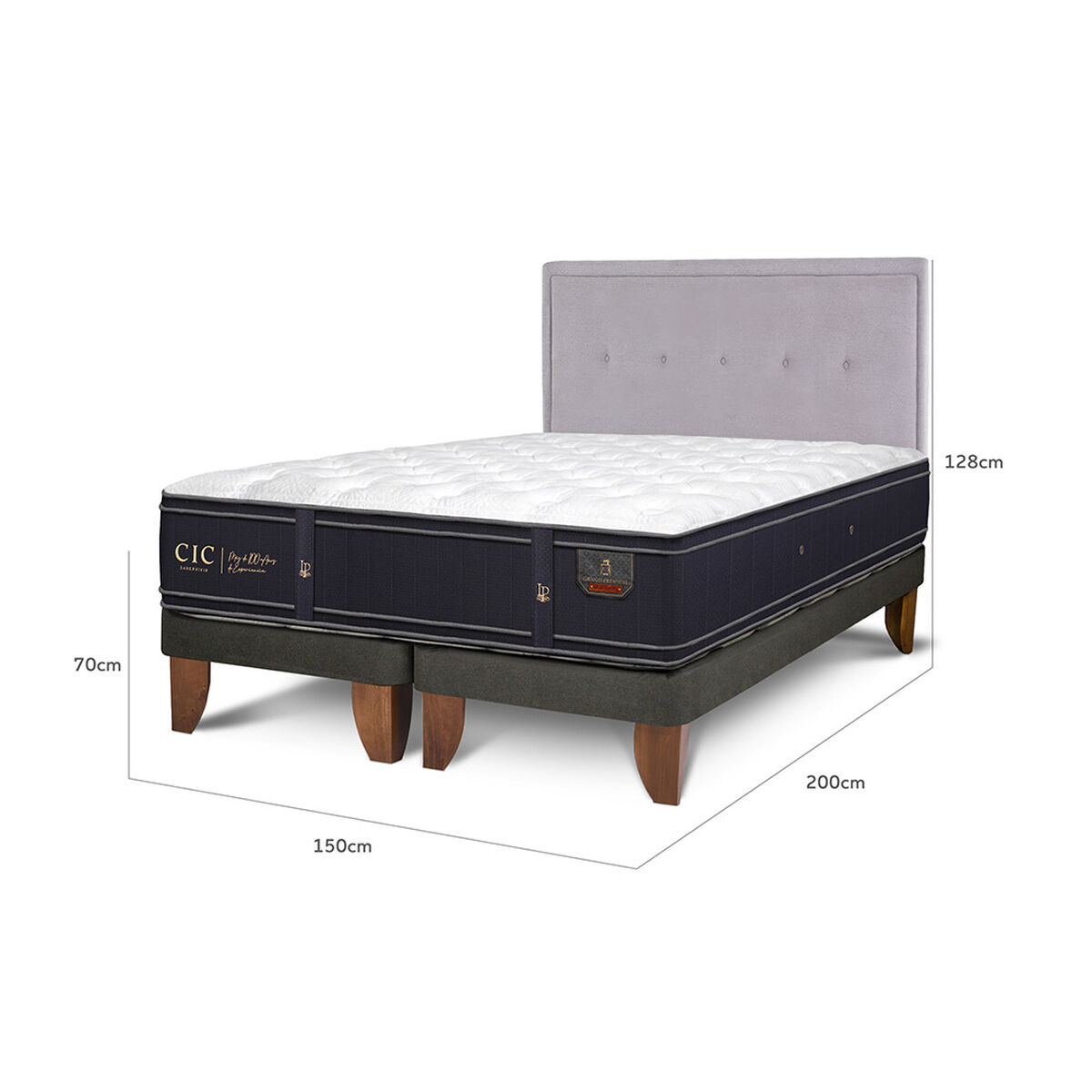 Cama Europea CIC Base Dividida 2 Plazas Gran Premium + Respaldo Ganges