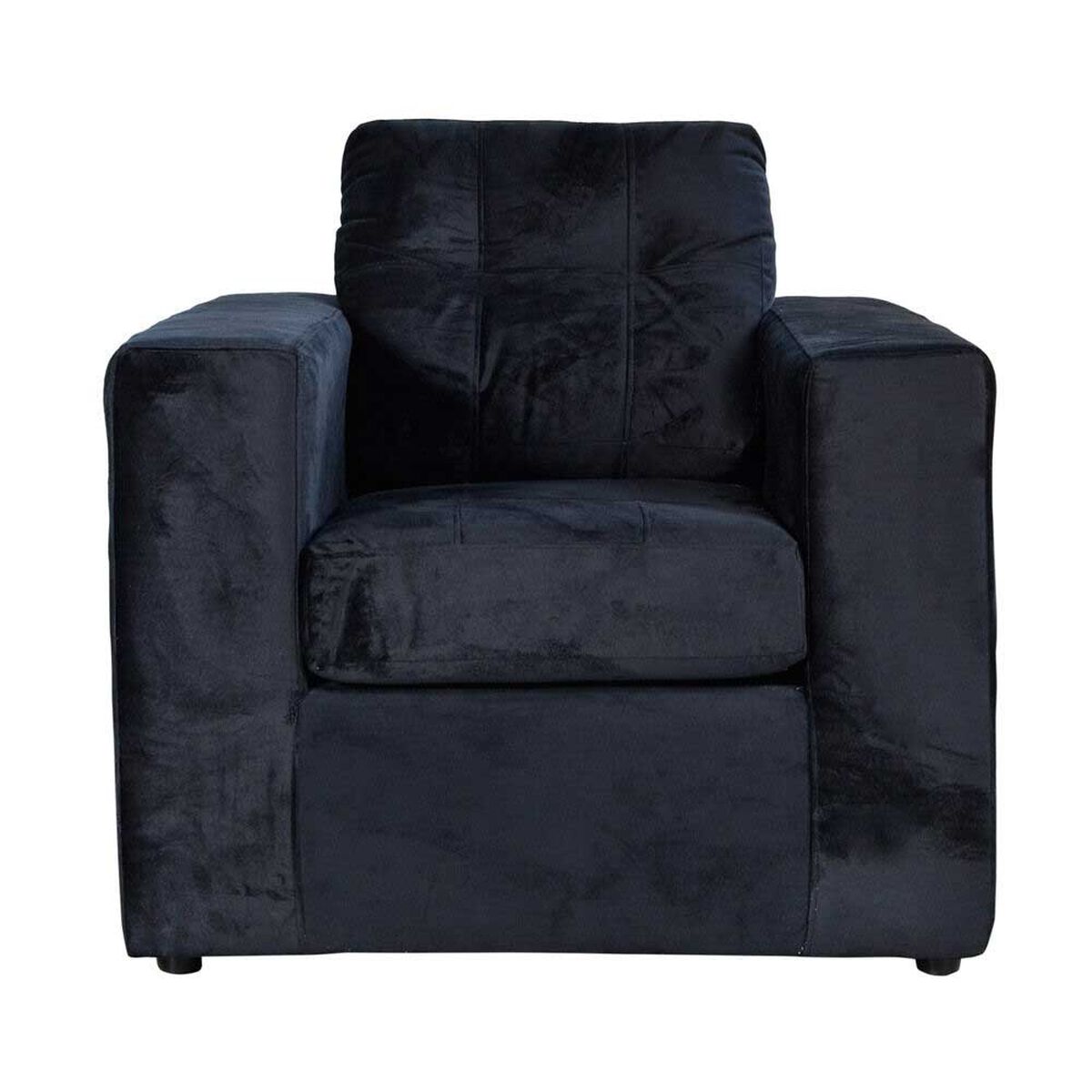 Juego de Living Kea Nize Felpa Sofá 3 Cuerpos + Dos Sillones 1 Cuerpo Negro