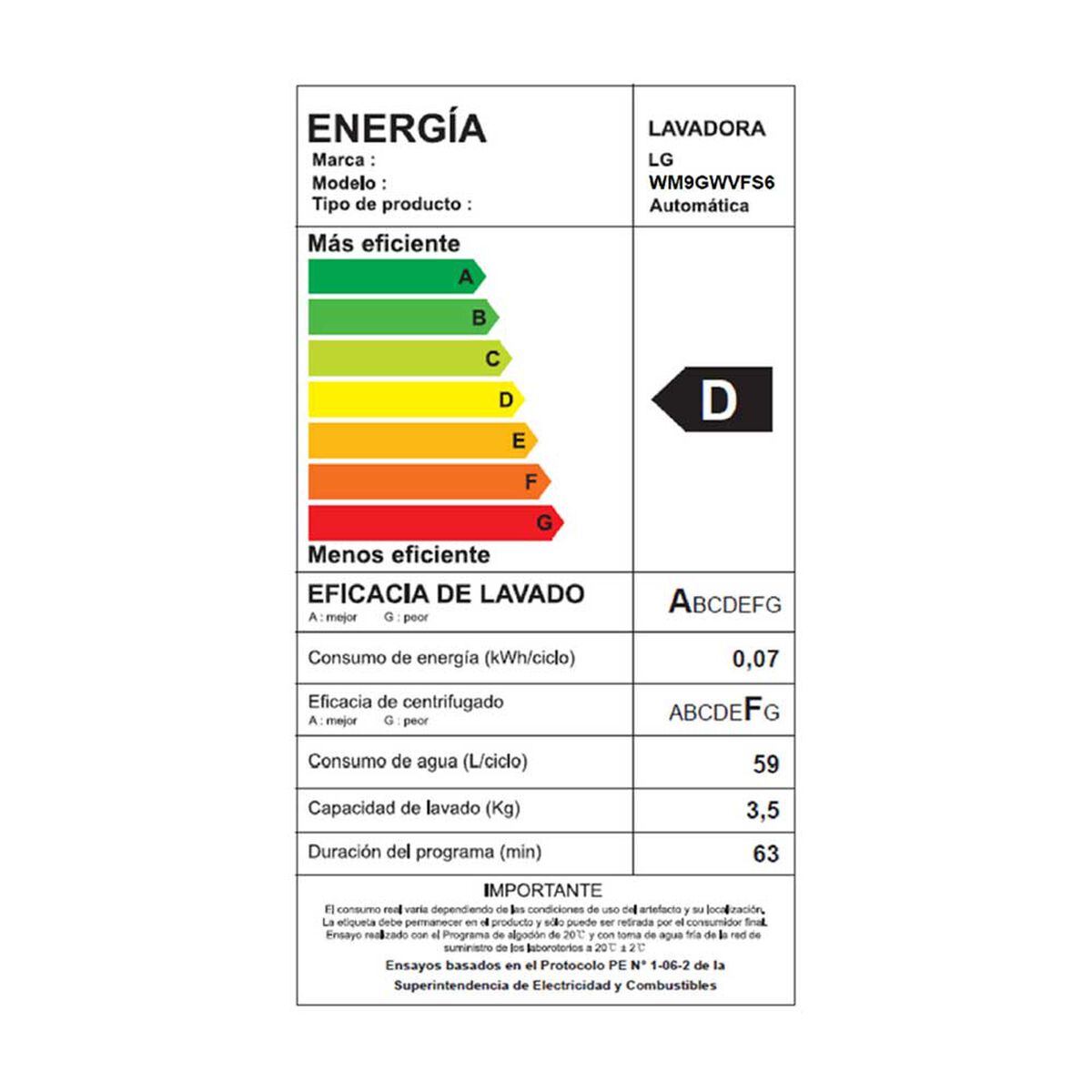 LG Lavadora WM9GWVFS6.AGWPECL 9 Kg Frontal Blanco