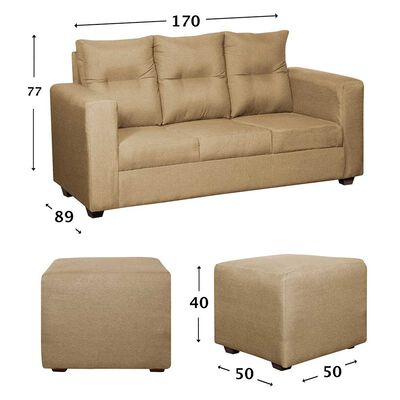 Imagen 1 del producto Juego de Living Diseño A&M Home Loreto Sofá 3 Cuerpos + 2 Pouf 1 Cuerpo Beige