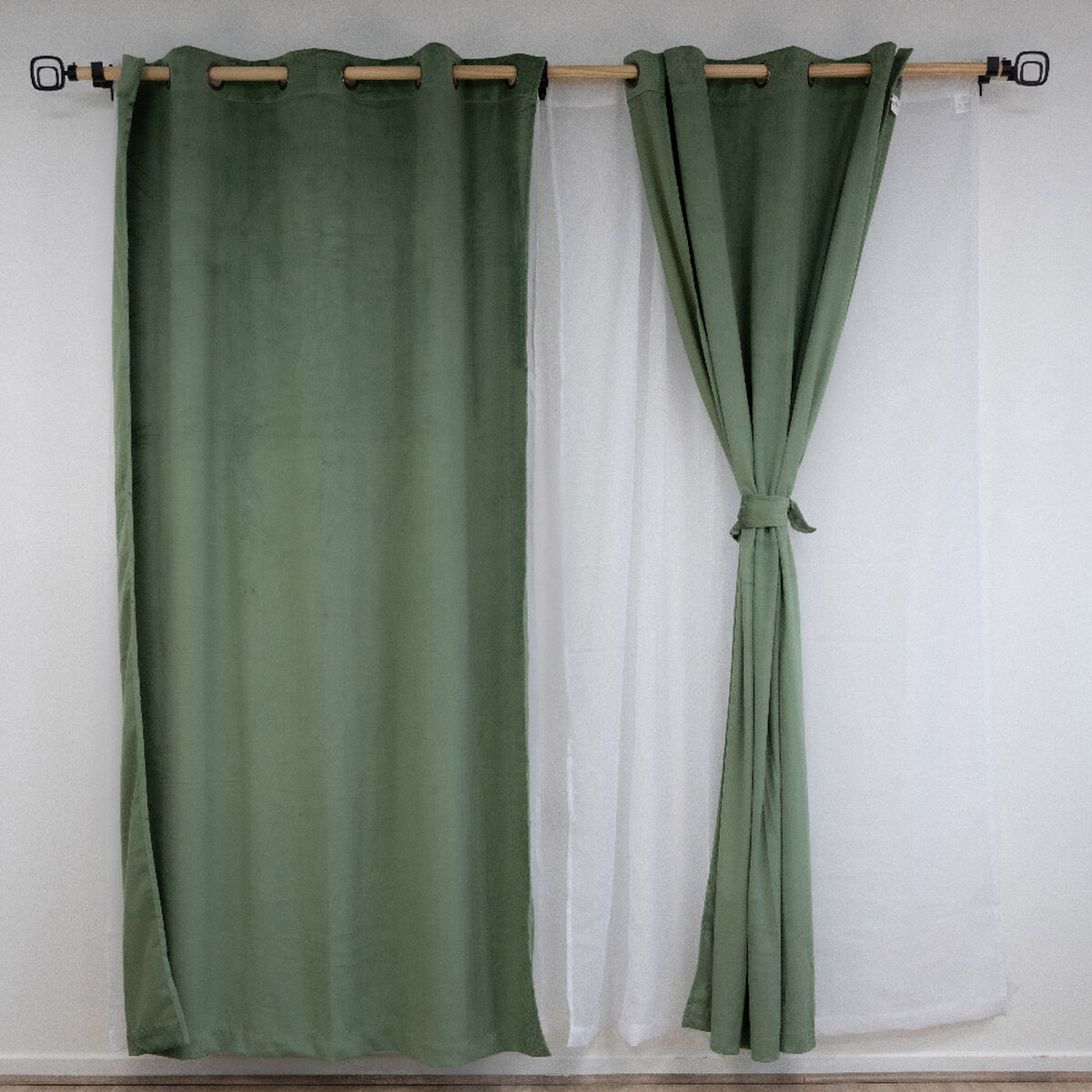 Set Cortina Doral Luciana 6 Piezas 140x220 cm Verde