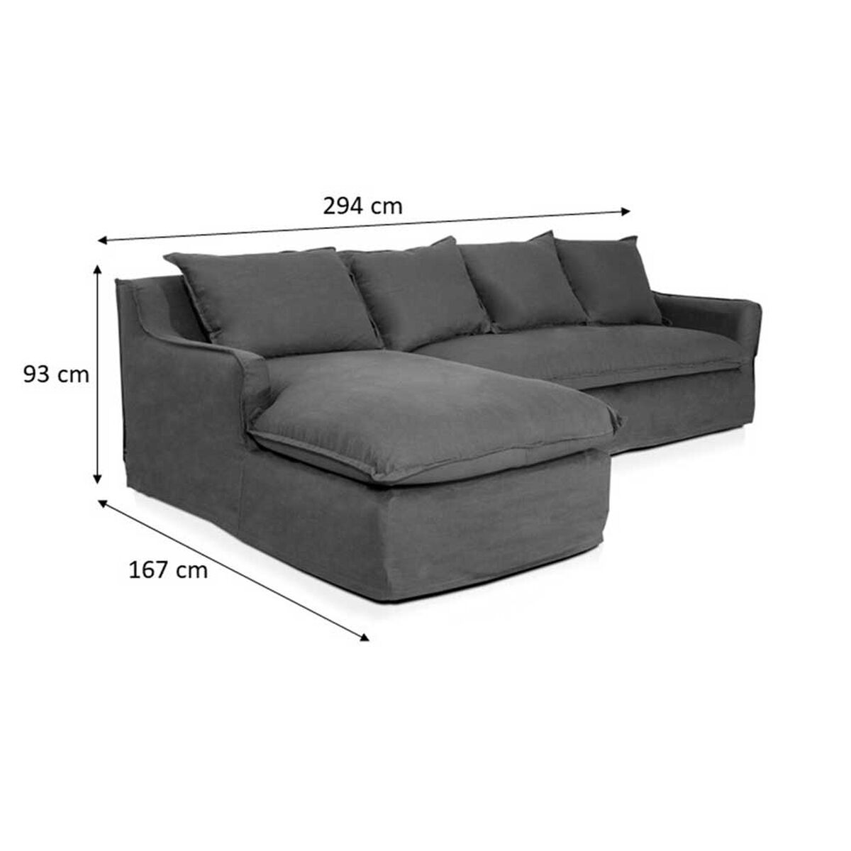 Sofá Seccional Izquierdo Innovamuebles Fontana Lino 4 Cuerpos Azul Piedra