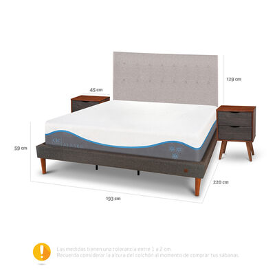 Imagen 2 del producto Cama Europea CIC King Alaska + Respaldo + 2 Veladores