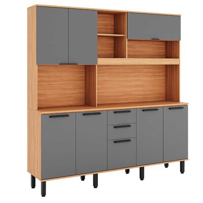 Kit de Cocina Roca Casta&ntilde;a 8 Puertas 3 Cajones Canela-Ceniza