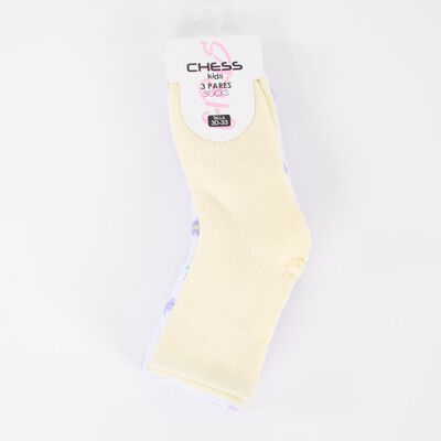 Imagen 1 del producto Pack 3 Calcetin Largo Niña Chess Lila