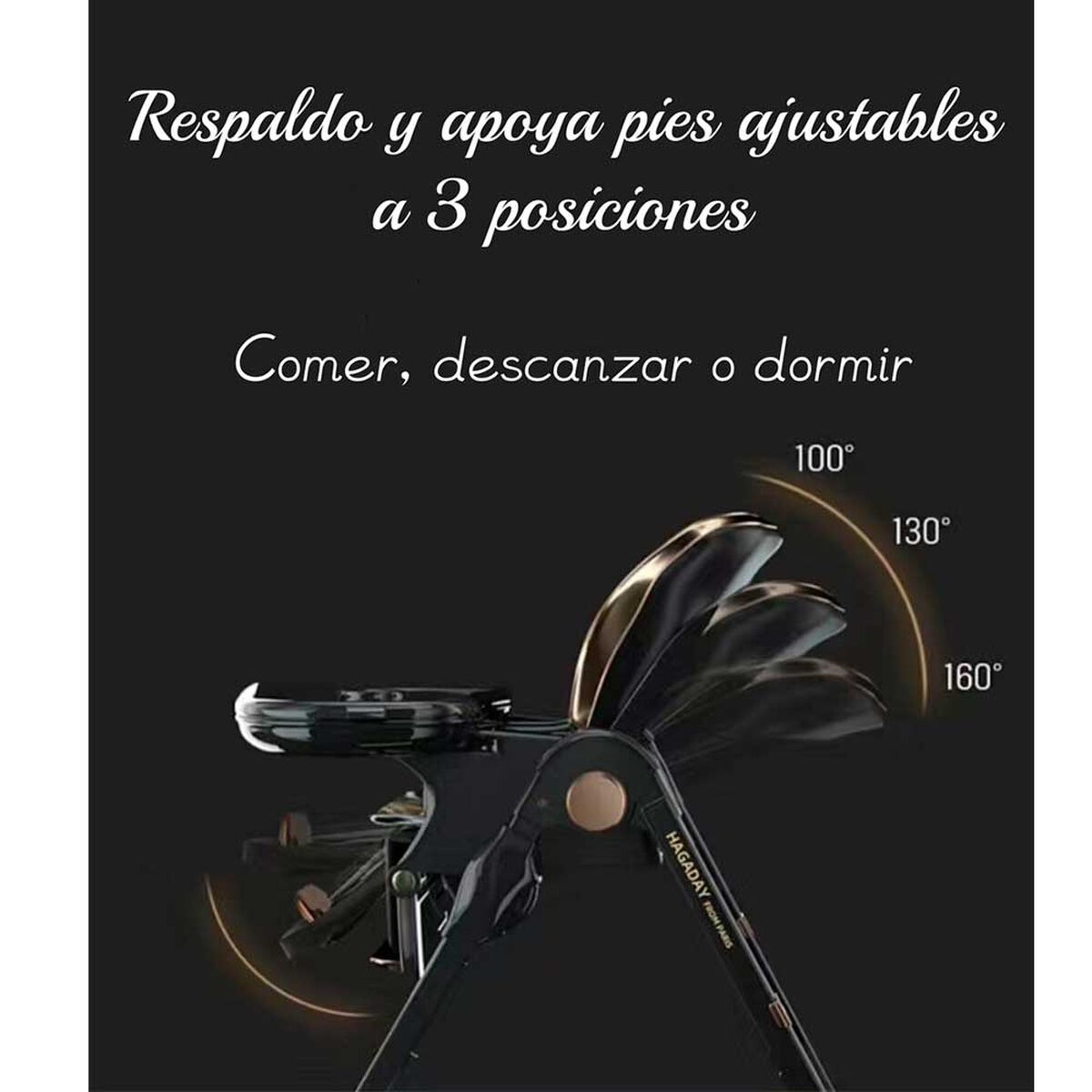 Silla de Comer Lujosa Reclinable Hagaday Negra Lubabycas