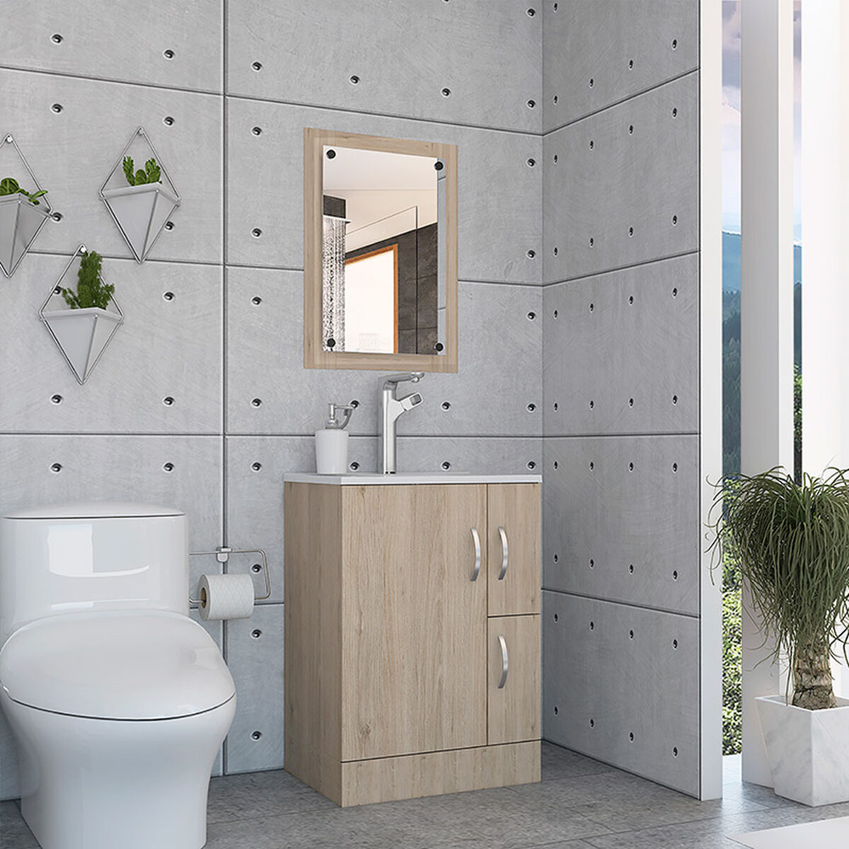 Set Mueble de Baño + Espejo de Baño + Lavamanos