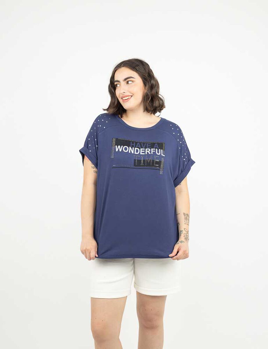 Polera Con Estampado Manga Corta Mujer Extralindas