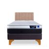 Cama Europea Flex 1,5 Plazas Nexus Box + Respaldo Tubular Beige
