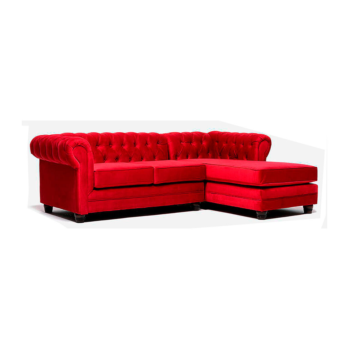 Sofá Seccional Barra Design Chesterfield Derecho 3 Cuerpos Rojo