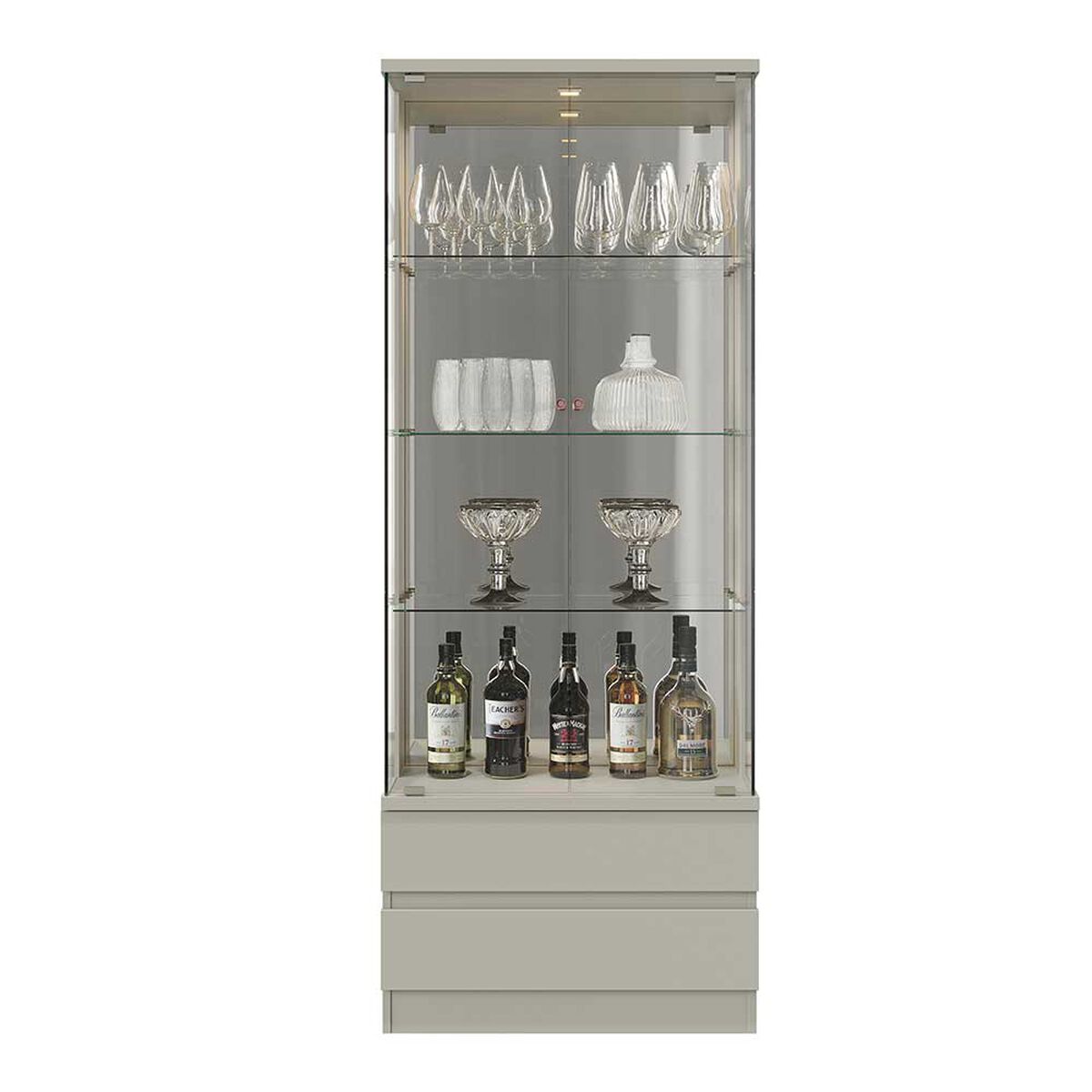 Vitrina Di Poretti Diamante 2 Puertas 2 Cajones Blanco