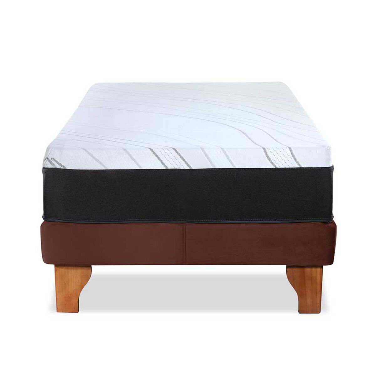 Cama Europea Latam Home 1,5 Plazas Zen Top Spring Visco Velvet Chocolate