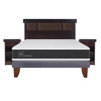 Cama Europea CIC 2 Plazas Ortopedic + Respaldo + 2 Veladores Dublin Chocolate