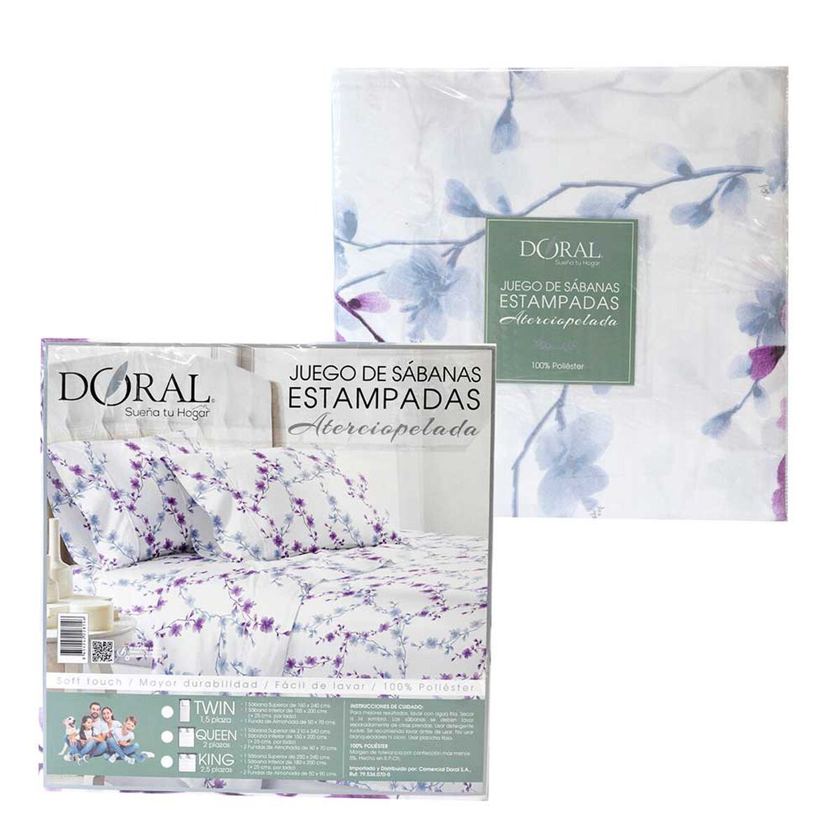 Juego de S&aacute;banas Doral 2 Plazas Piel De Durazno D/4