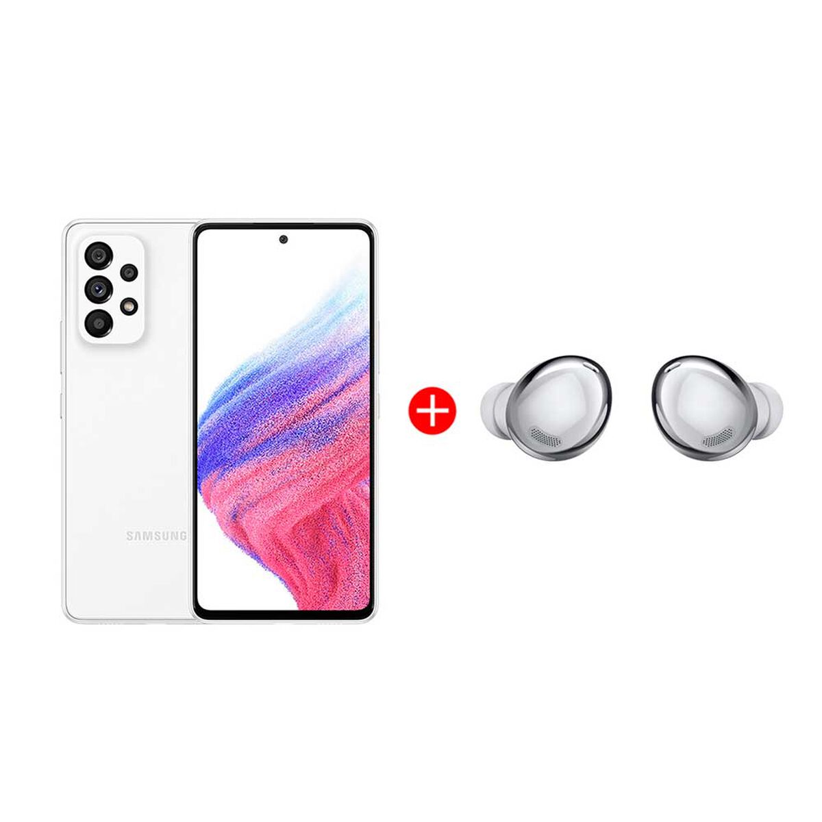 Combo Celular Samsung Galaxy A53 5G 128GB 6,5" Awesome White Liberado + Audífonos Bluetooth Samsung Galaxy Buds Pro Phantom Silver