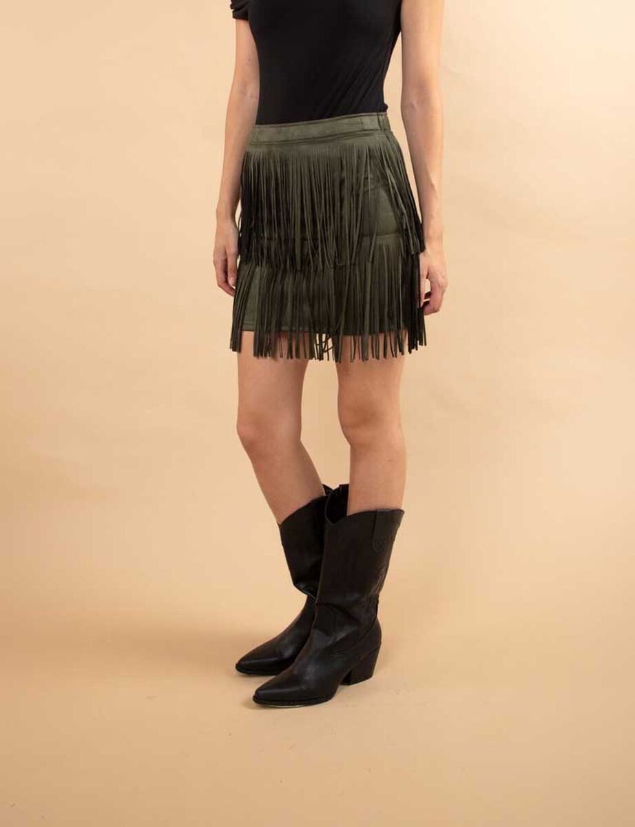 Falda Suede Mini Flecos Mujer Zibel