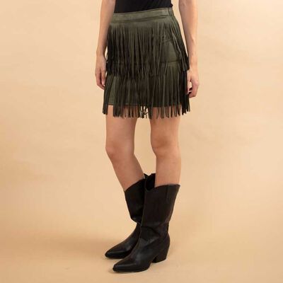 Falda Suede Mini Flecos Mujer Zibel