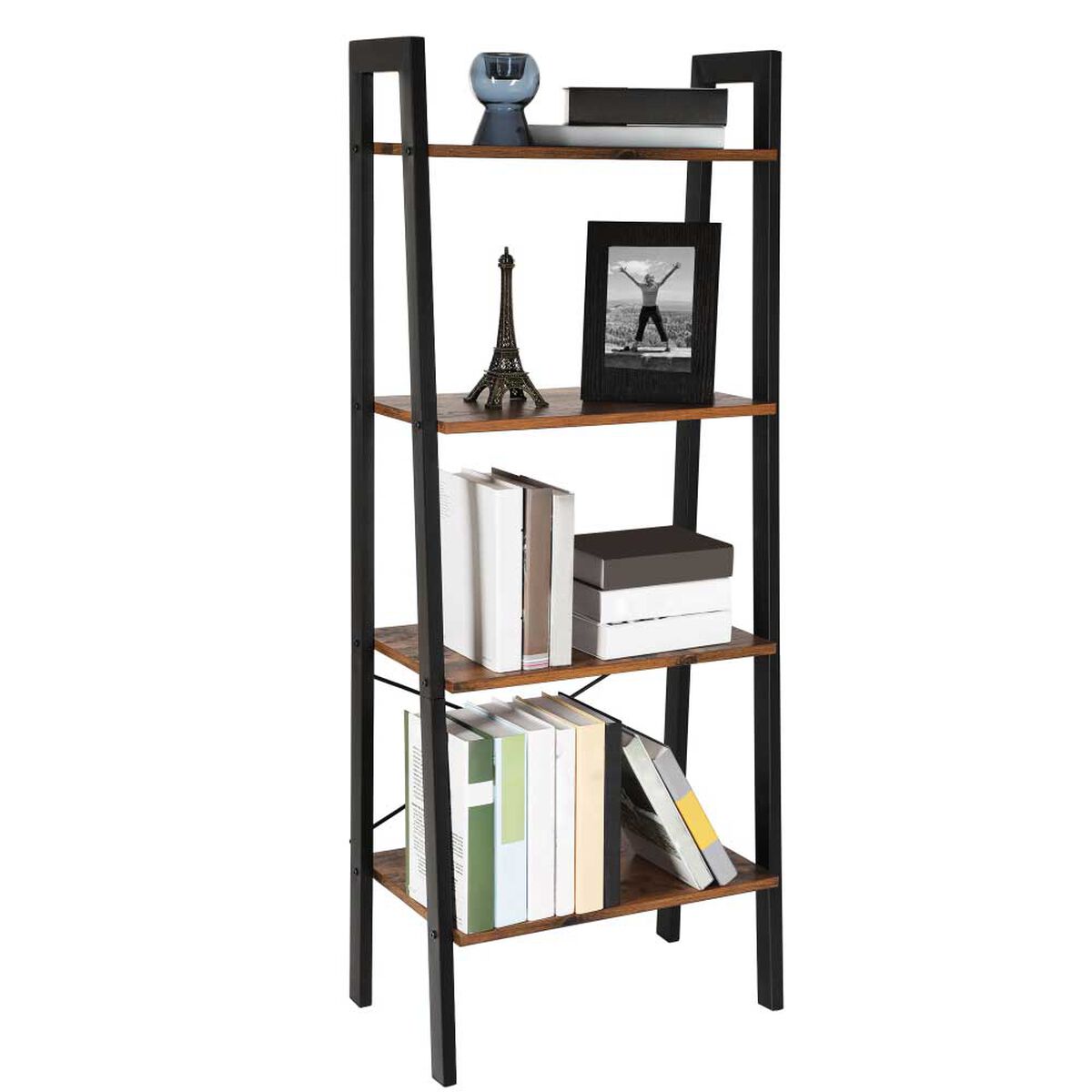 Repisa Escalera Fm Furniture Metalwood Colection Marrón Rústico