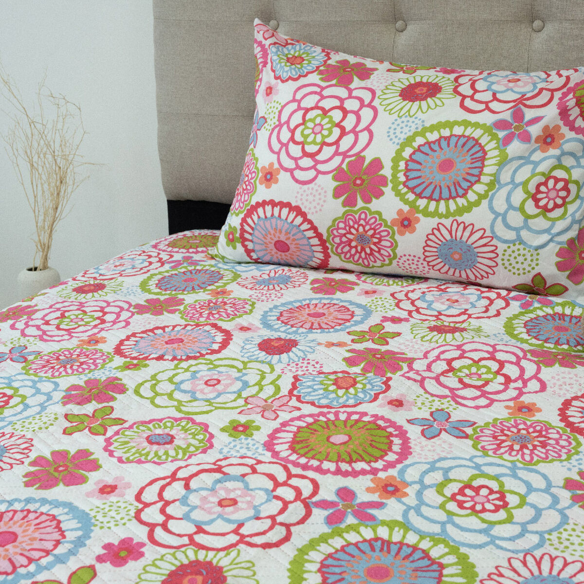 Quilt Doral Hotpress Infantil 1,5 Plazas Flores