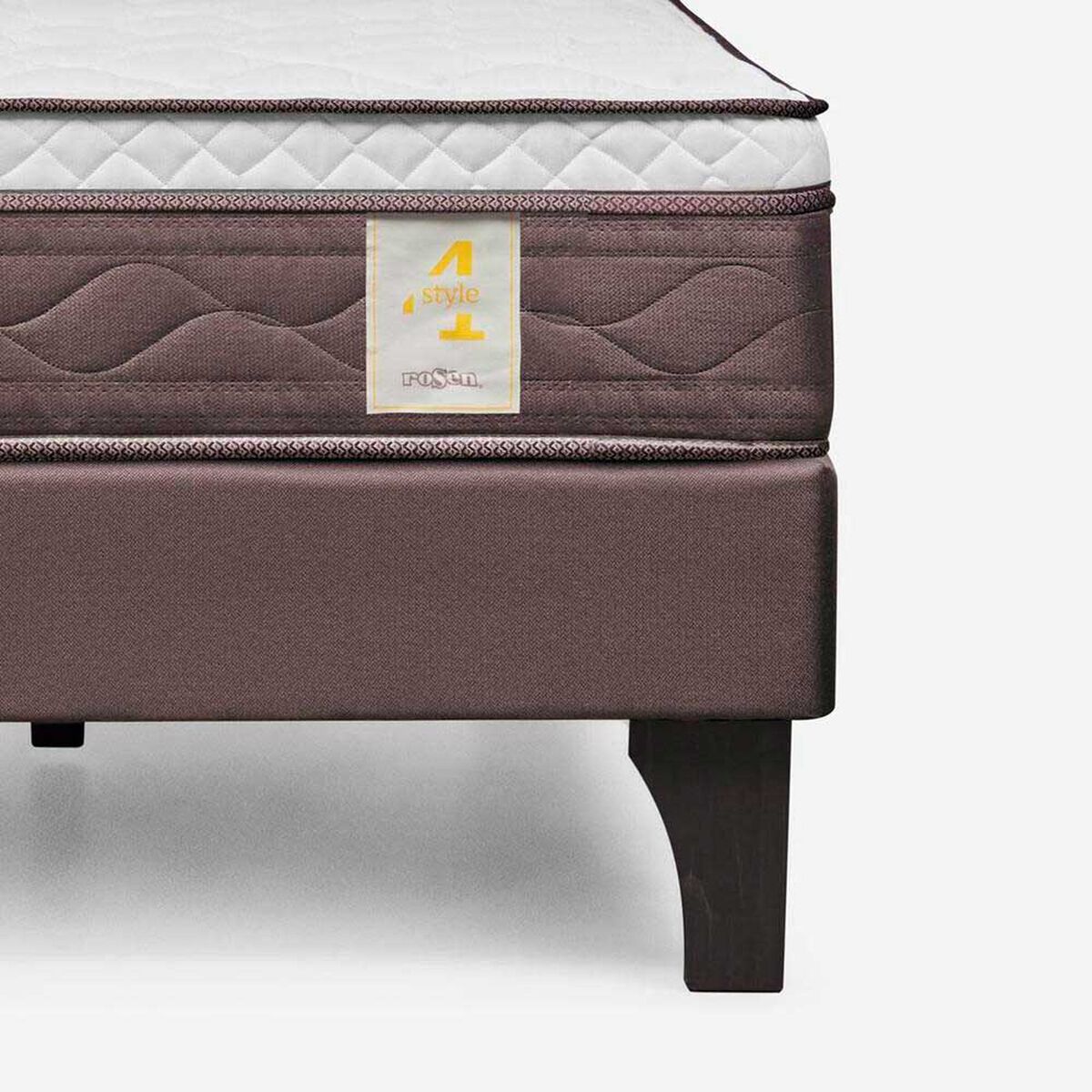 Cama Europea Rosen 1,5 Plazas New Style 4 + Respaldo + Velador Caf&eacute;