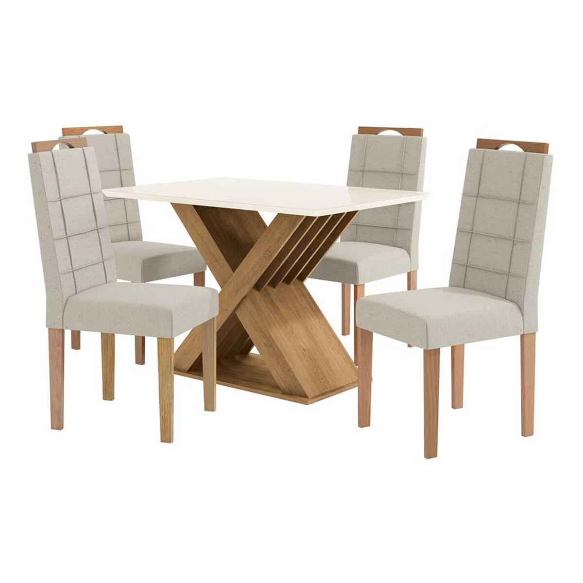 Juego de Comedor Yardas Génova 4 Sillas Off White