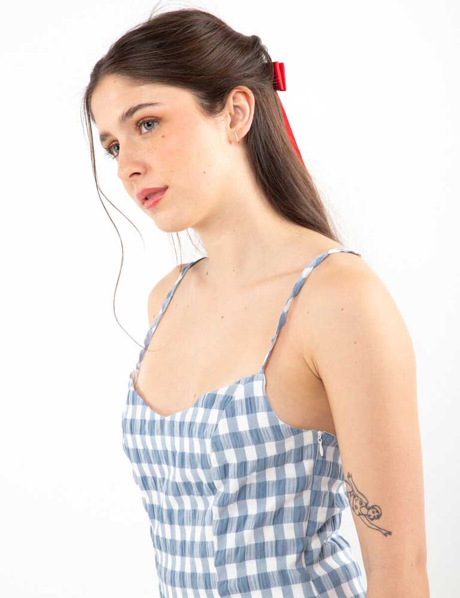 Vestido Tartán Corto Sin Mangas Mujer Icono