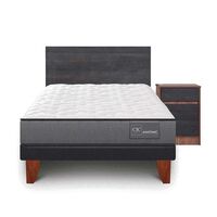 Cama Europea CIC 1,5 Plazas Anatomic + Respaldo + Velador Espresso