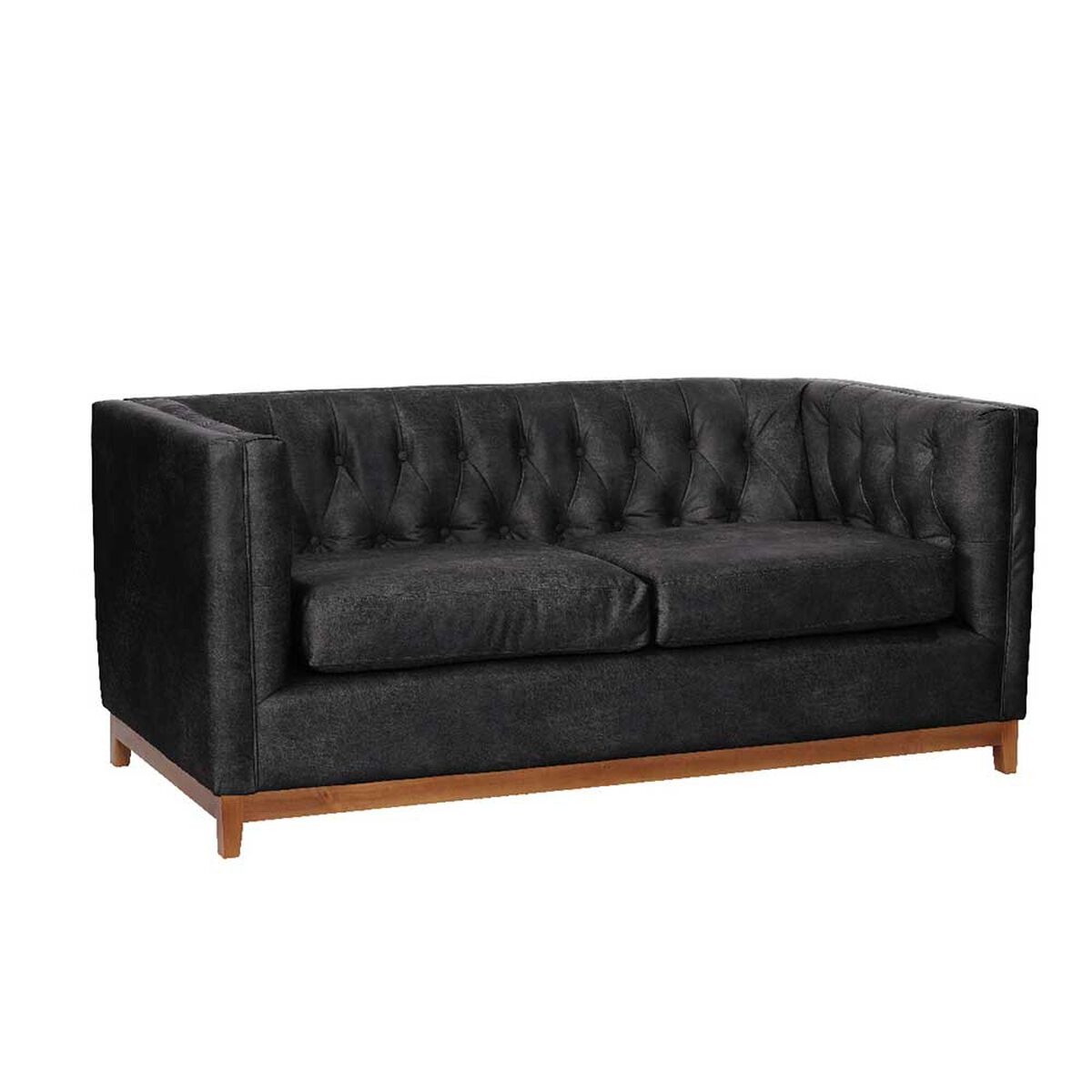 Sof&aacute; Latam Home Cuero Colorado Roma 2 Cuerpos Negro