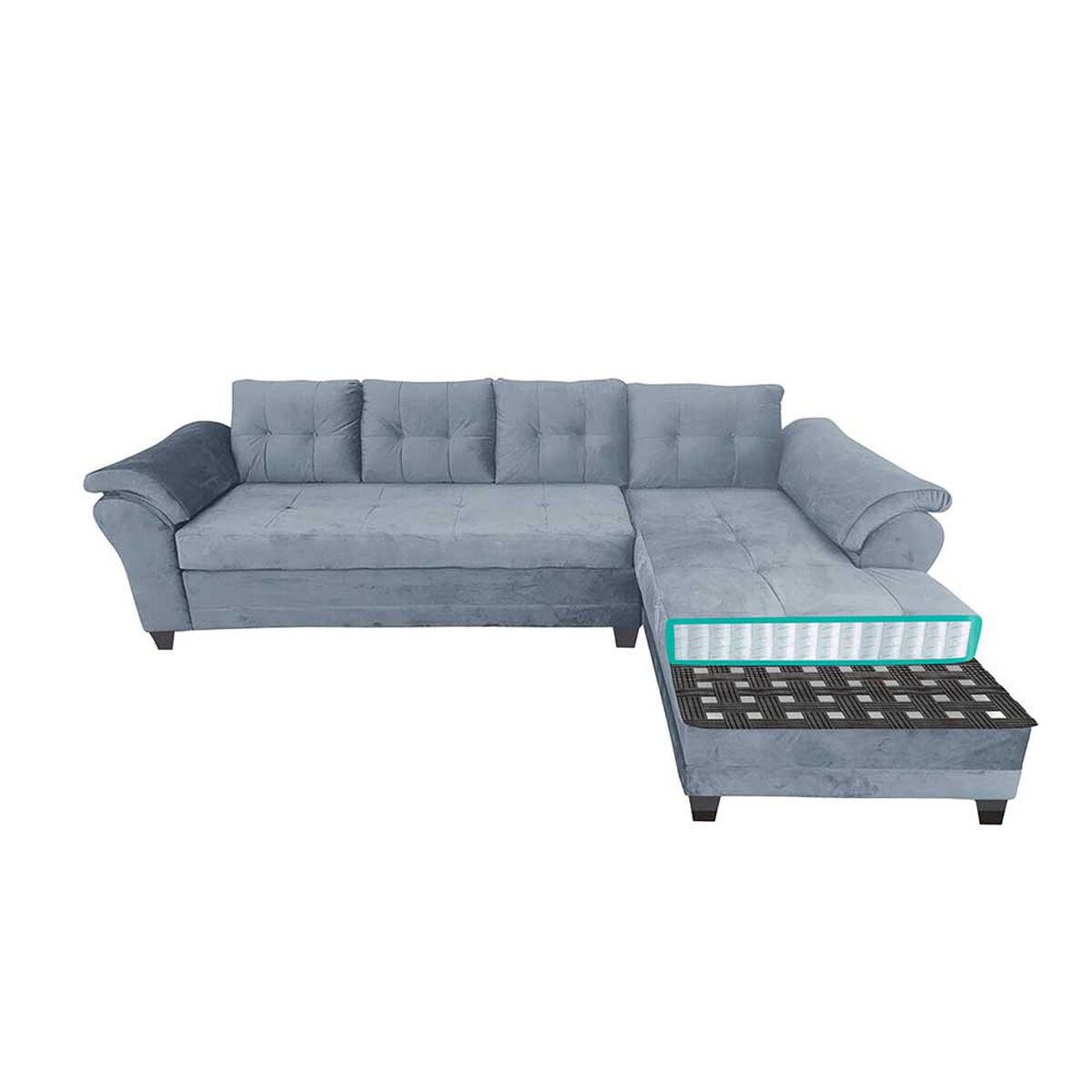 Sofá Seccional Living Factory Boston 5 Cuerpos Gris