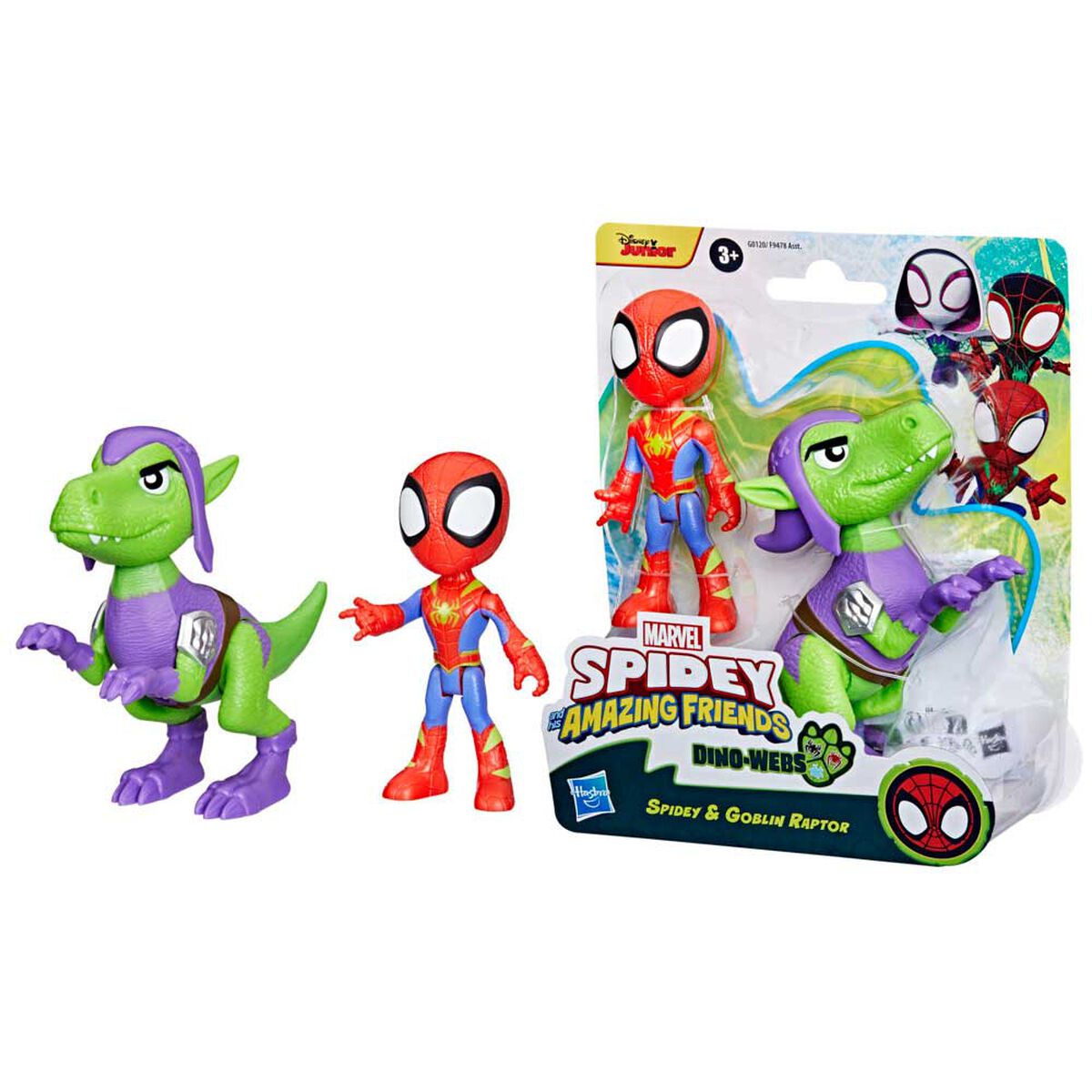Figura de Acci&oacute;n Spidey & His Amazing Friends Dino-Webs Spidey y Goblin Raptor