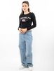 Polera Con Estampado Crop Manga Larga Mujer Icono