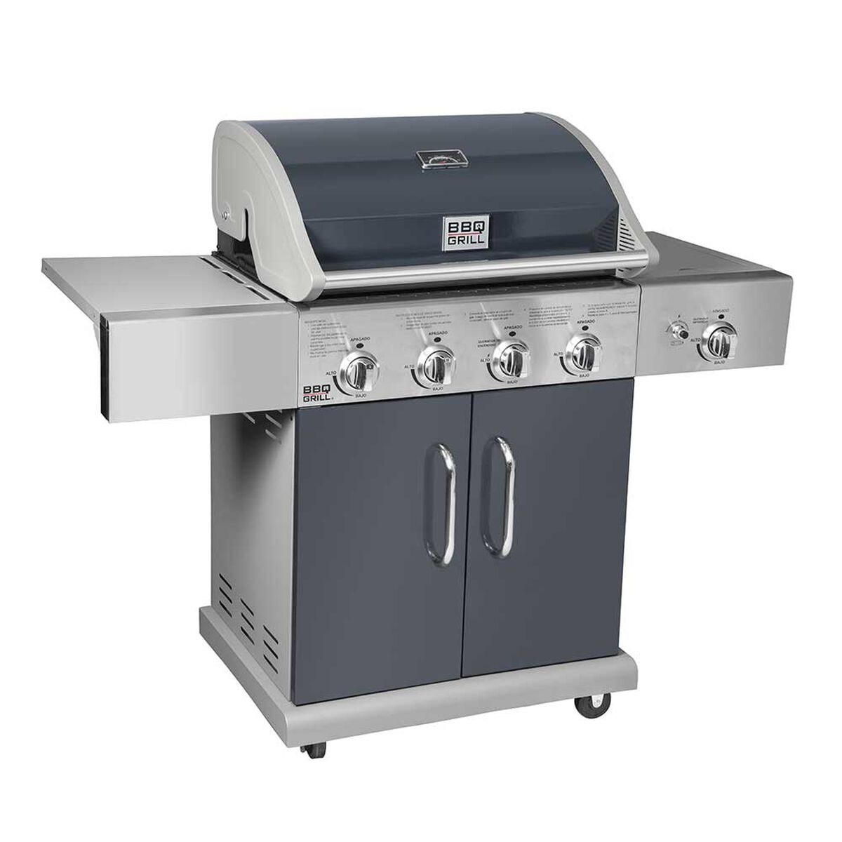 Parrilla a Gas Encendido Electrónico BBQ Grill Texas Acero Inoxidable 4 Quemadores Centrales + 1 Lateral