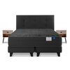 Cama Europea Flex Base Dividida 2 Plazas Black + Respaldo + 2 Veladores