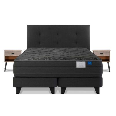 Imagen 2 del producto Cama Europea Flex Base Dividida 2 Plazas Black + Respaldo + 2 Veladores