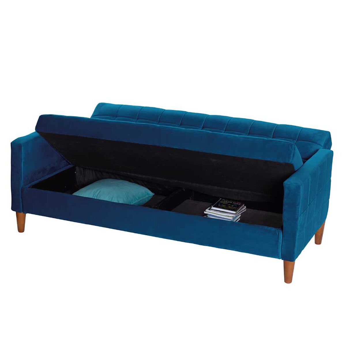 Futón Latam Home Genova Velvet 3 Cuerpos Azul Petróleo