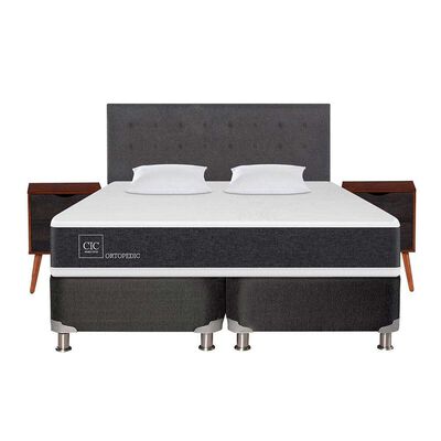Imagen 1 del producto Box Spring CIC king New Ortopedic + Respaldo + Velador + Almohada Eufrates