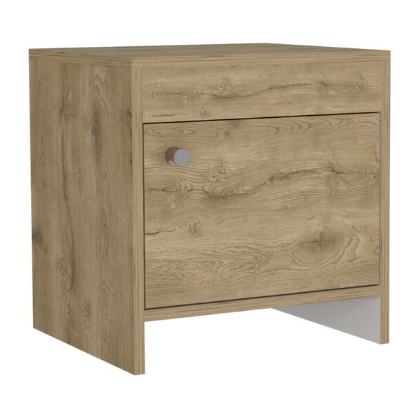Velador TuHome Colore 1 Puerta Macadamia y Blanco
