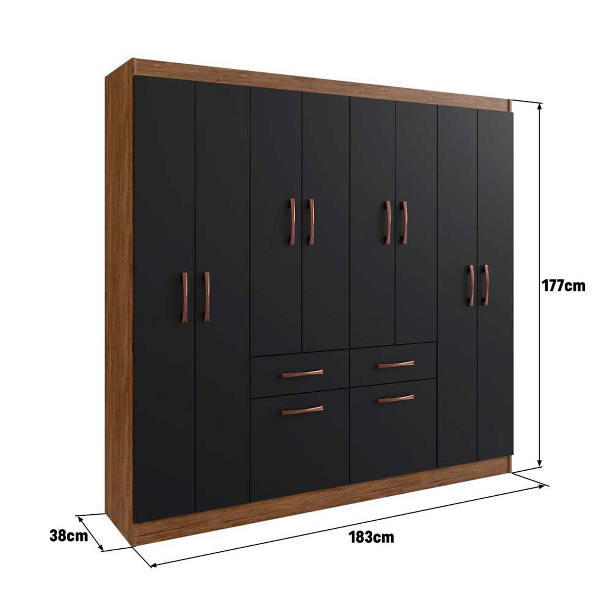 Closet Altavisi&oacute;n 588008 Negro Casta&ntilde;a  8 Puertas 2 Cajones