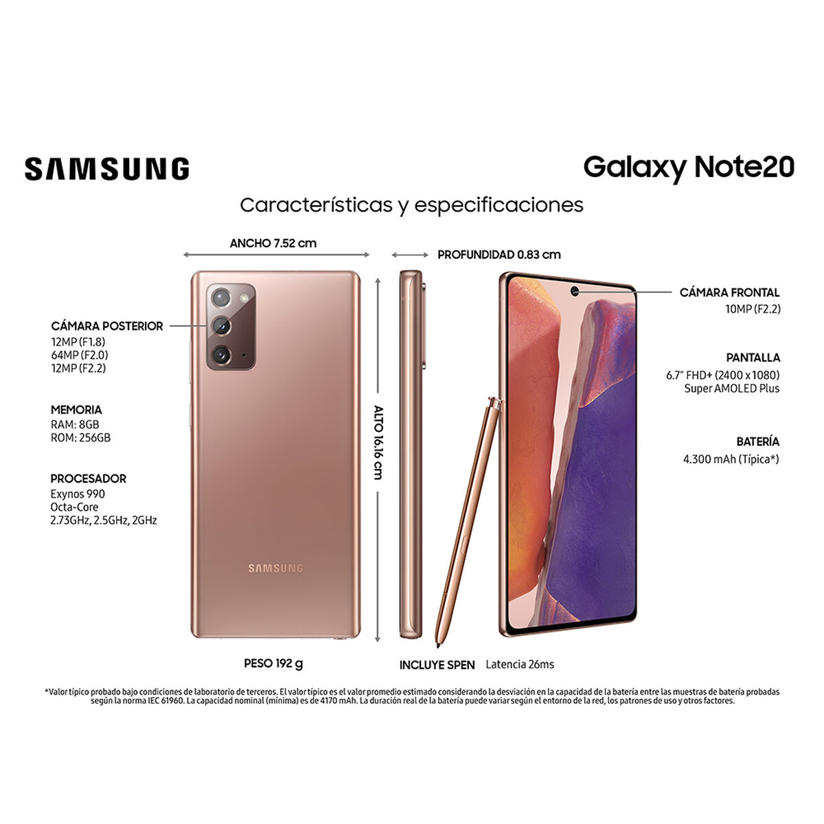 Celular Samsung Galaxy Note20 256GB 6,7" Mystic Bronze Liberado