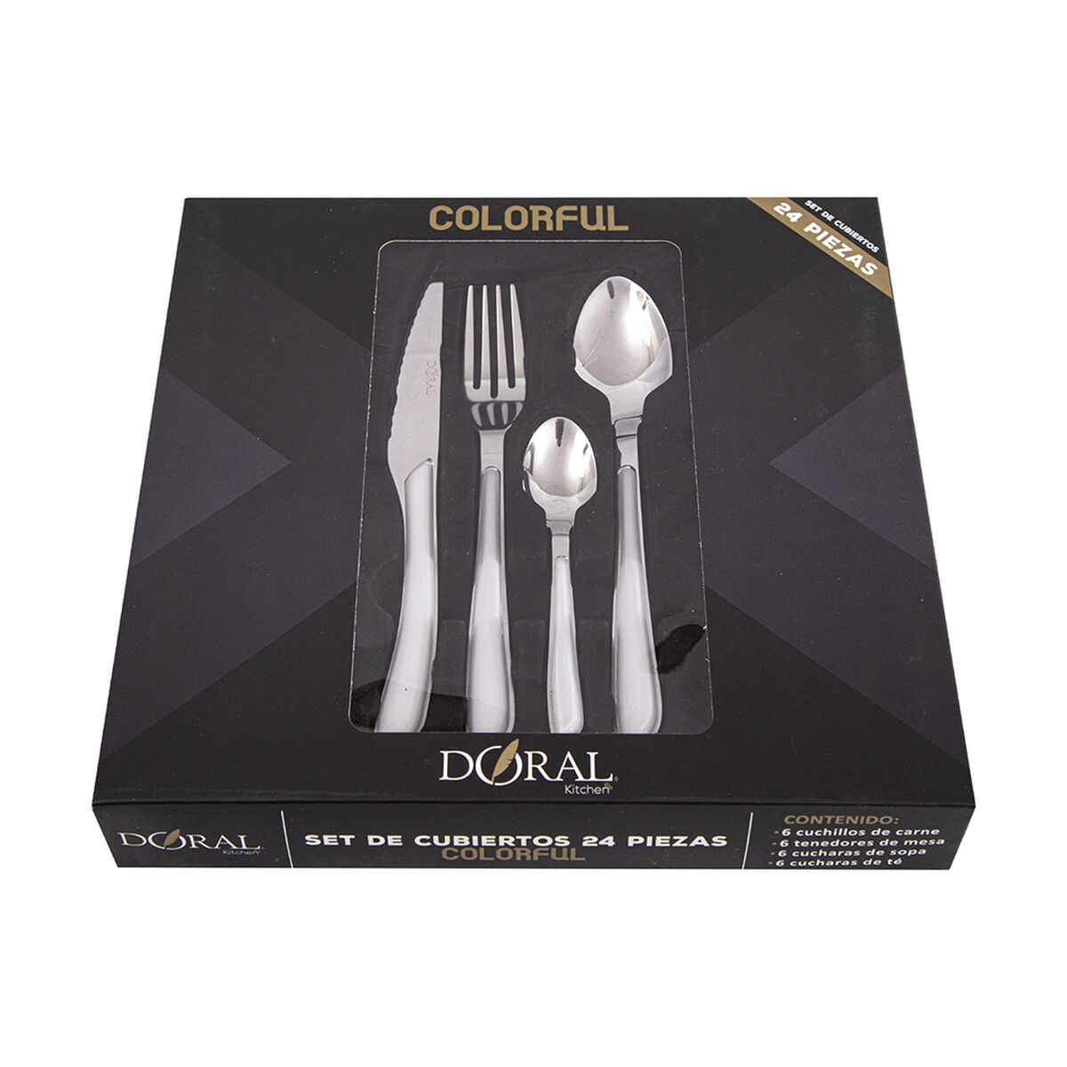 Juego de Cuchillería Doral Colorful 24 Piezas Gris