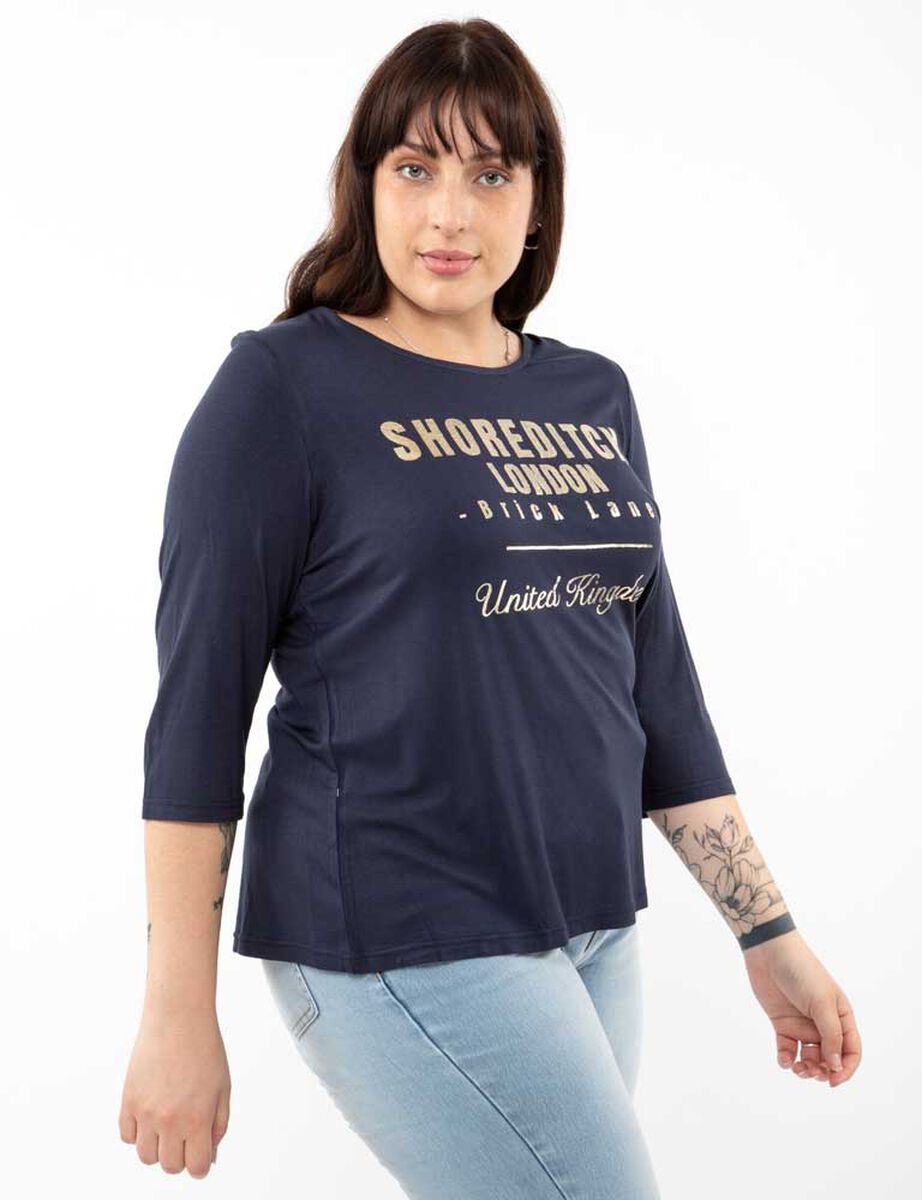Polera Con Estampado Manga 3/4 Mujer Extralindas