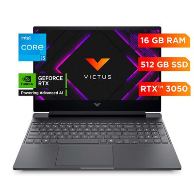 Notebook Gamer HP Victus 15-fa2014la Core i5 13° 16 GB DDR4-3200 MB/s (1 x 16 GB) 512GB 15.6" GPU móvil NVIDIA® GeForce RTX™ 3050 (GDDR6 de 6 GB dedicada)