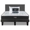 Combo Cama Europea Prelude Radiant 2 Plazas Normal + Respaldo Praga Gris + Pack Almohadas