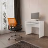 Combo Oficina Escritorio Blanco + Silla New York Negra y Naranjo Arthome