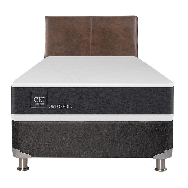 Box Spring CIC 1,5 Plazas New Ortopedic + Respaldo Baker